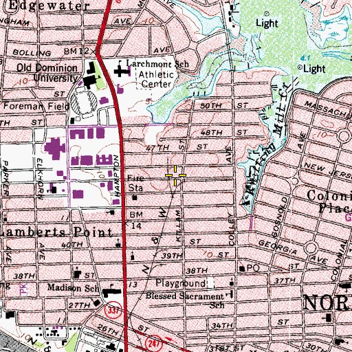 Topographic Map of University Village, VA