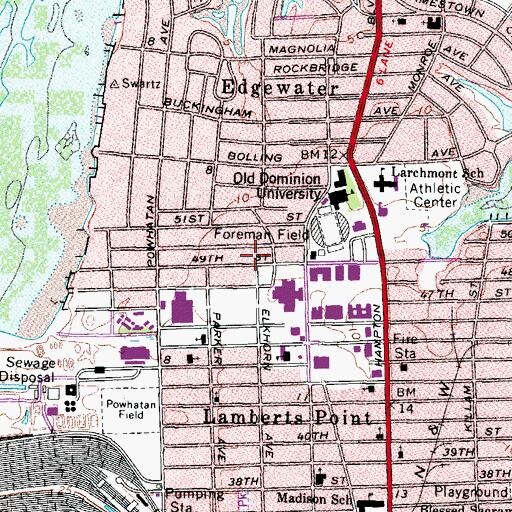 Topographic Map of Baptist Student Union, VA