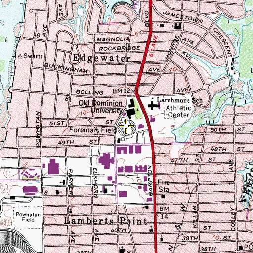 Topographic Map of Foreman Field, VA