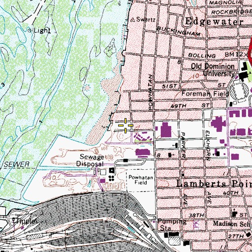 Topographic Map of G. William Whitehurst Hall, VA