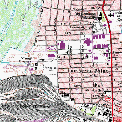 Topographic Map of Governor's School for the Arts Music Studio, VA