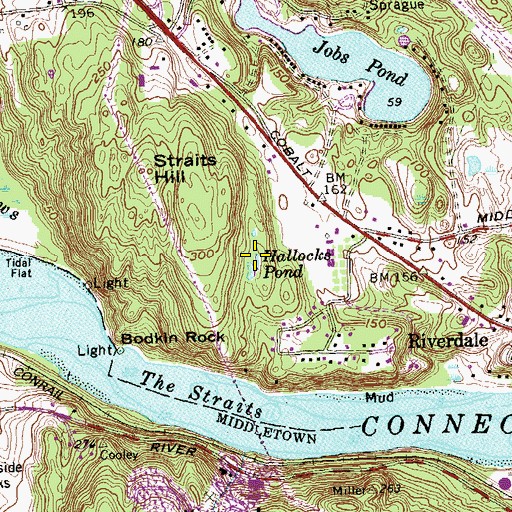 Topographic Map of Hallocks Pond, CT