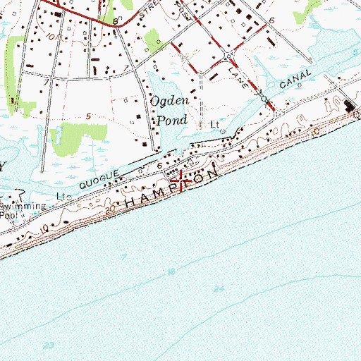 Topographic Map of Surf Club of Quogue, NY