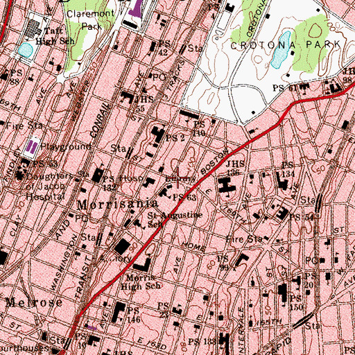 Topographic Map of Beatty Plaza, NY