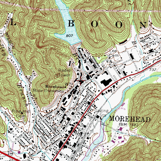 Topographic Map of Breckinridge Hall, KY