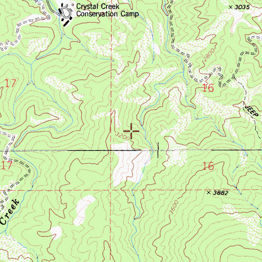 Topographic Map of Whiskeytown Falls, CA