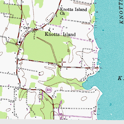 Topographic Map of Knotts Island Ruritan Park, NC