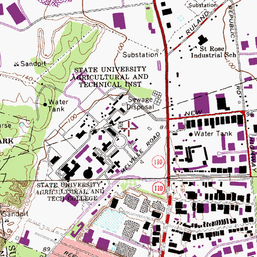 Topographic Map of Cutler Hall, NY
