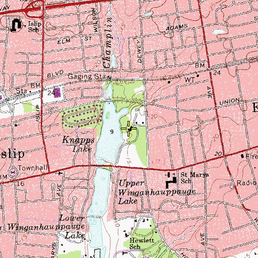 Topographic Map of Brookwood Hall Park, NY