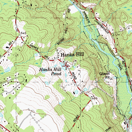 Topographic Map of Hanks Hill Pond, CT