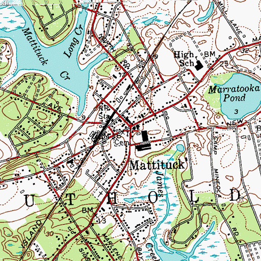 Topographic Map of Mattituck Presbyterian Church, NY