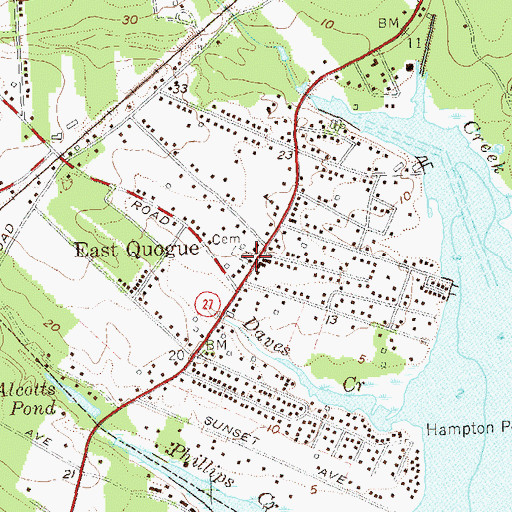 Topographic Map of East Quogue United Methodist Church, NY