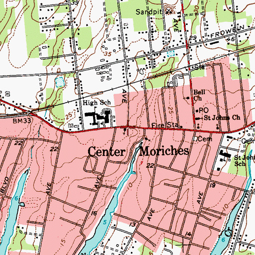 Topographic Map of Center Moriches Methodist Church, NY
