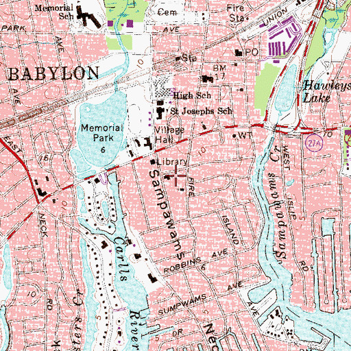 Topographic Map of Babylon Christ Episcopal Church, NY