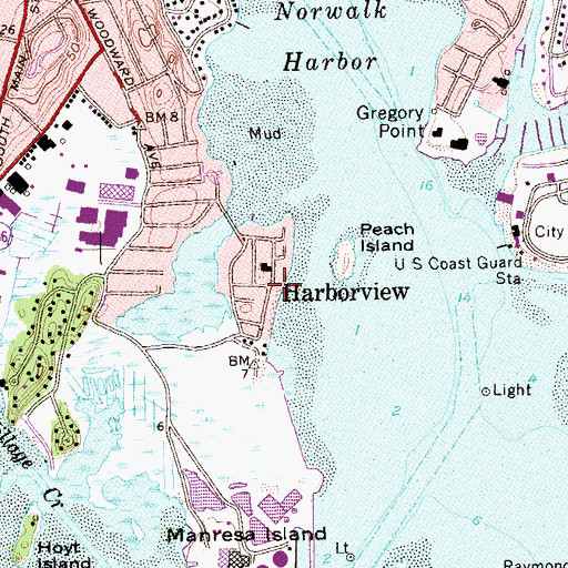 Topographic Map of Harborview, CT