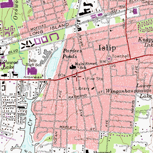 Topographic Map of United Methodist Church of Islip, NY