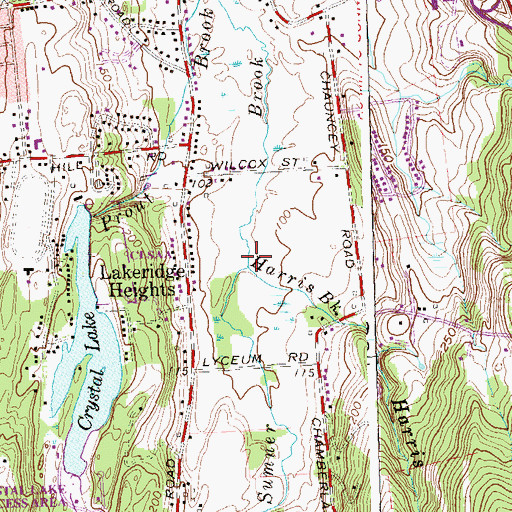 Topographic Map of Harris Brook, CT