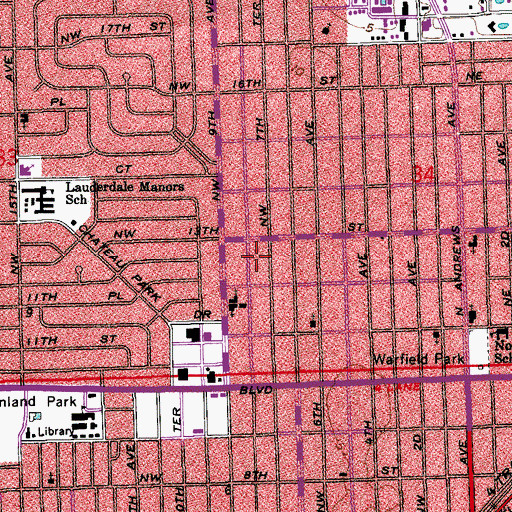Topographic Map of Thurgood Marshall Elementary School, FL