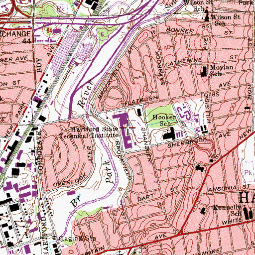 Topographic Map of Hartford State Technical Institute, CT