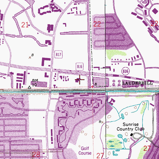 Topographic Map of Sunrise Town Center, FL