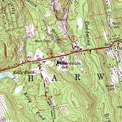 Topographic Map of Harwinton Consolidated School, CT