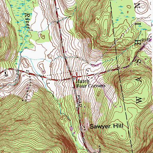 Topographic Map of Hatch Four Corners, CT