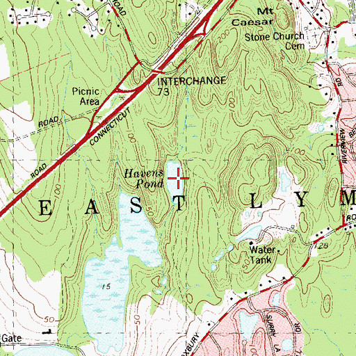 Topographic Map of Havens Pond, CT
