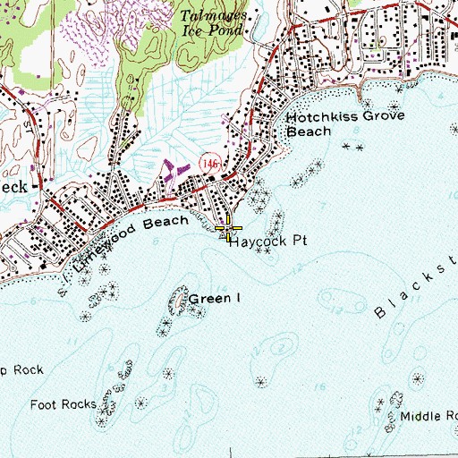 Topographic Map of Haycock Point, CT