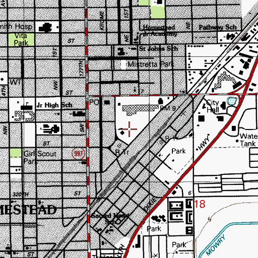 Topographic Map of Miami Dade Community College, FL