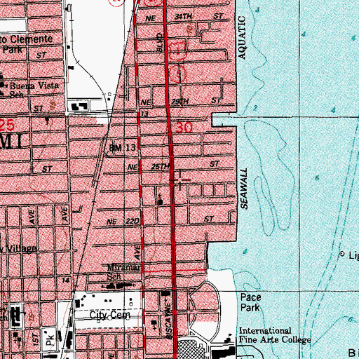 Topographic Map of Miami Police Department, FL