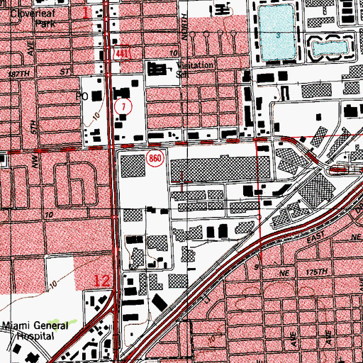Topographic Map of Miami Gardens-441 Shopping Center, FL