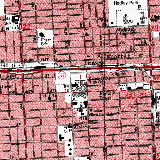 Topographic Map of Miami Jackson Senior Adult Education Center, FL
