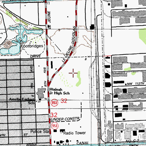 Topographic Map of Le Jeune-Douglas Industrial Park, FL
