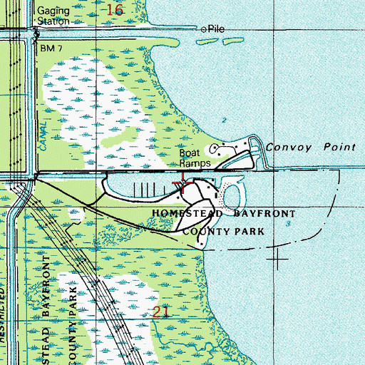 Topographic Map of Homestead Bayfront Marina, FL
