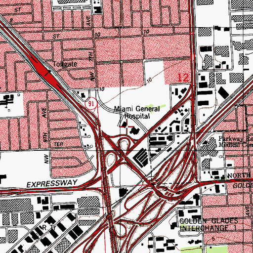 Topographic Map of Golden Glades Regional Medical Center, FL