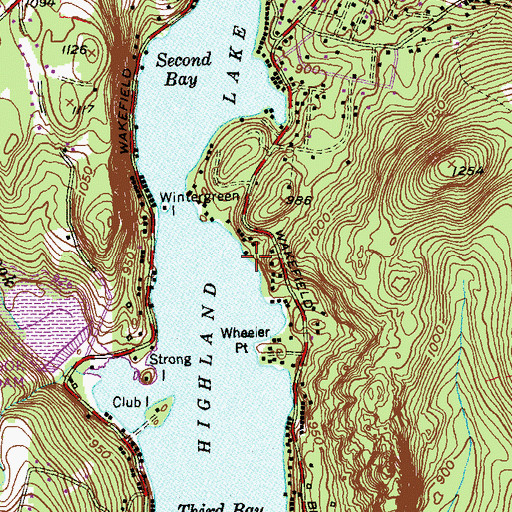 Topographic Map of Highland Lake, CT