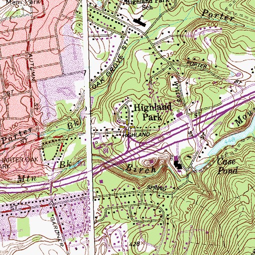 Topographic Map of Highland Park, CT