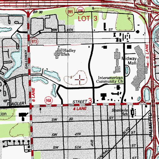Topographic Map of Flagler Park Plaza Shopping Center, FL