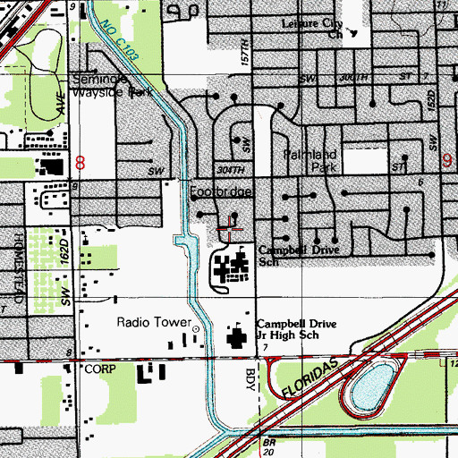Topographic Map of Campbell Drive Elementary Head Start, FL