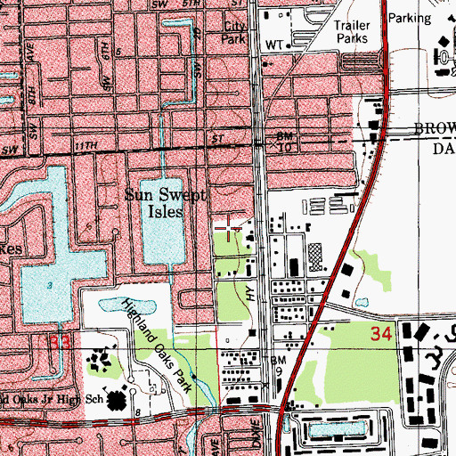 Topographic Map of Aventura Waterways K - 8 Center, FL