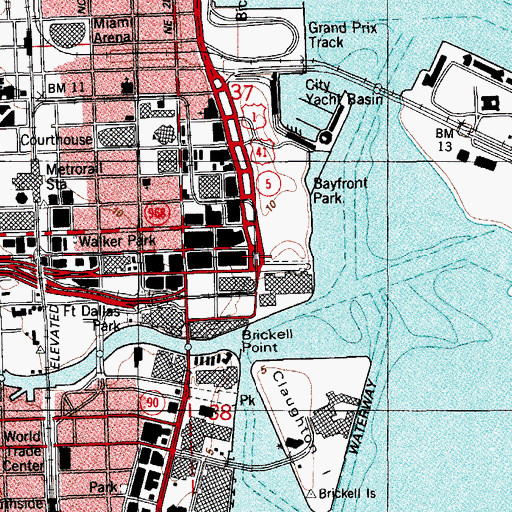 Topographic Map of Bayfront Park Station, FL