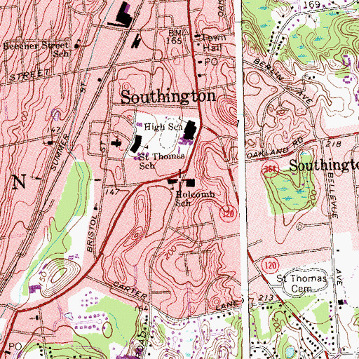 Topographic Map of Holcomb School, CT
