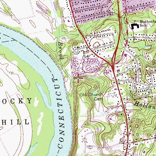 Topographic Map of Holland Brook, CT