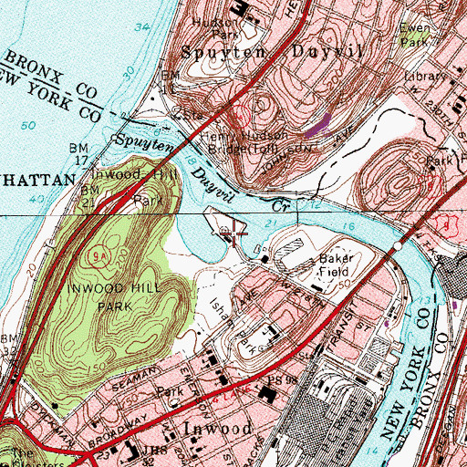 Topographic Map of Inwood Hill Park Ecology Center, NY