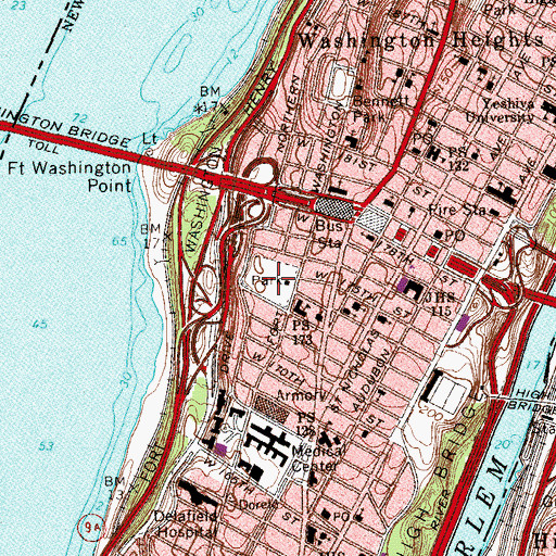 Topographic Map of J Hood Wright Park, NY
