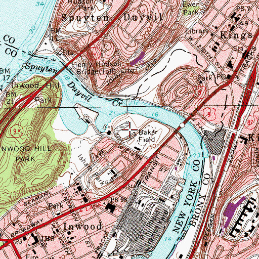 Topographic Map of Lawrence A Wein Stadium, NY