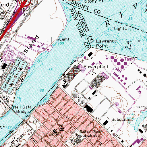 Topographic Map of Consolidated Edison Astoria Plant, NY