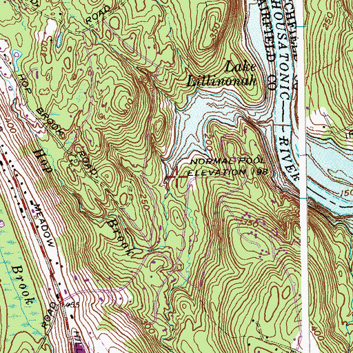 Topographic Map of Hop Brook, CT
