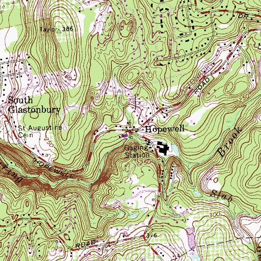 Topographic Map of Hopewell, CT