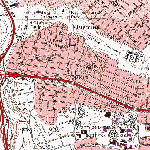 Topographic Map of Queensboro Hill Branch Queens Borough Public Library, NY